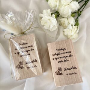 ŚWIECZNIK DREWNIANY GRAWER PODZIĘKOWANIE DLA GOŚCI PERSONALIZACJA