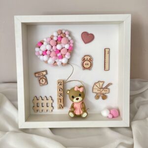 Metryczka dla dziecka w ramce PREZENT NA CHRZEST URODZINY PAMIĄTKA Dziewczynka