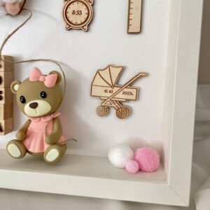 Metryczka dla dziecka w ramce PREZENT NA CHRZEST URODZINY PAMIĄTKA Dziewczynka