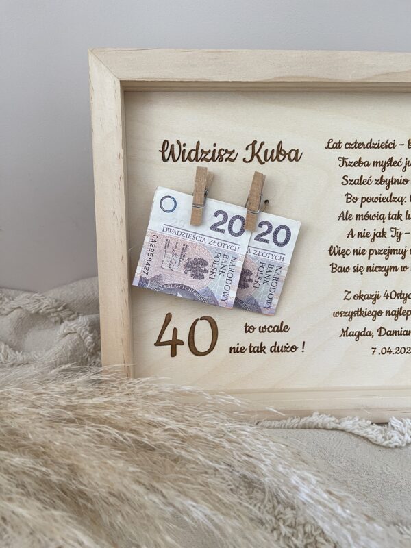 PREZENT NA URODZINY RAMKA TABLICZKA PIENIĄDZE GRAWER - obrazek 2