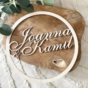 OBRĘCZE ZE SKLEJKI Z TWOIM NAPISEM