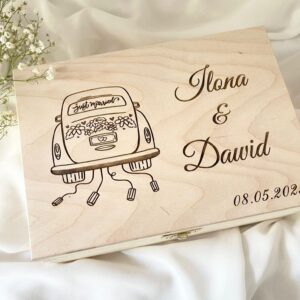 PERSONALIZOWANA DREWNIANA SKRZYNKA ŚLUBNA Z GRAWEREM 40x30