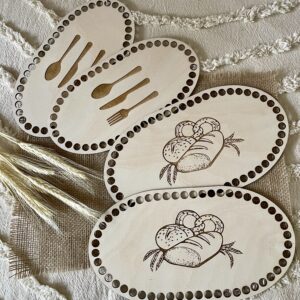 MAKRAMOWA BAZA DO KOSZYKA DNO KOSZ MOJŻESZA ZE SKLEJKI Z GRAWEREM