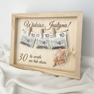 PREZENT NA URODZINY RAMKA TABLICZKA PIENIĄDZE