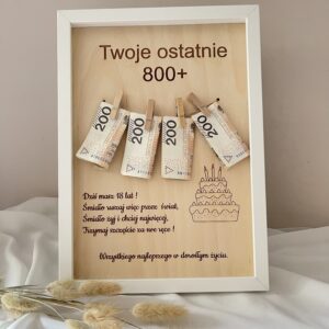 PREZENT URODZINOWA RAMKA, TABLICZKA NA PIENIĄDZE, OSTATNIE 800+