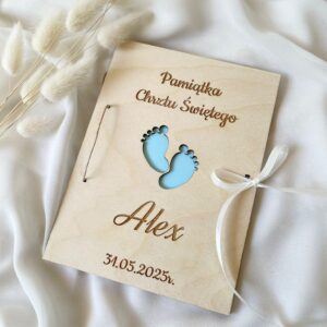 PAMIĄTKA CHRZTU ŚWIĘTEGO W FORMIE KARTKI Z ŻYCZENIAMI I KOPERTĄ