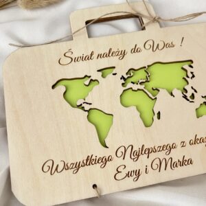 DREWNIANA KARTKA Z ŻYCZENIAMI I KOPERTĄ