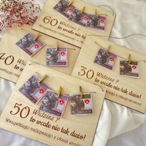 PREZENT NA URODZINY TABLICZKA NA PIENIĄDZE