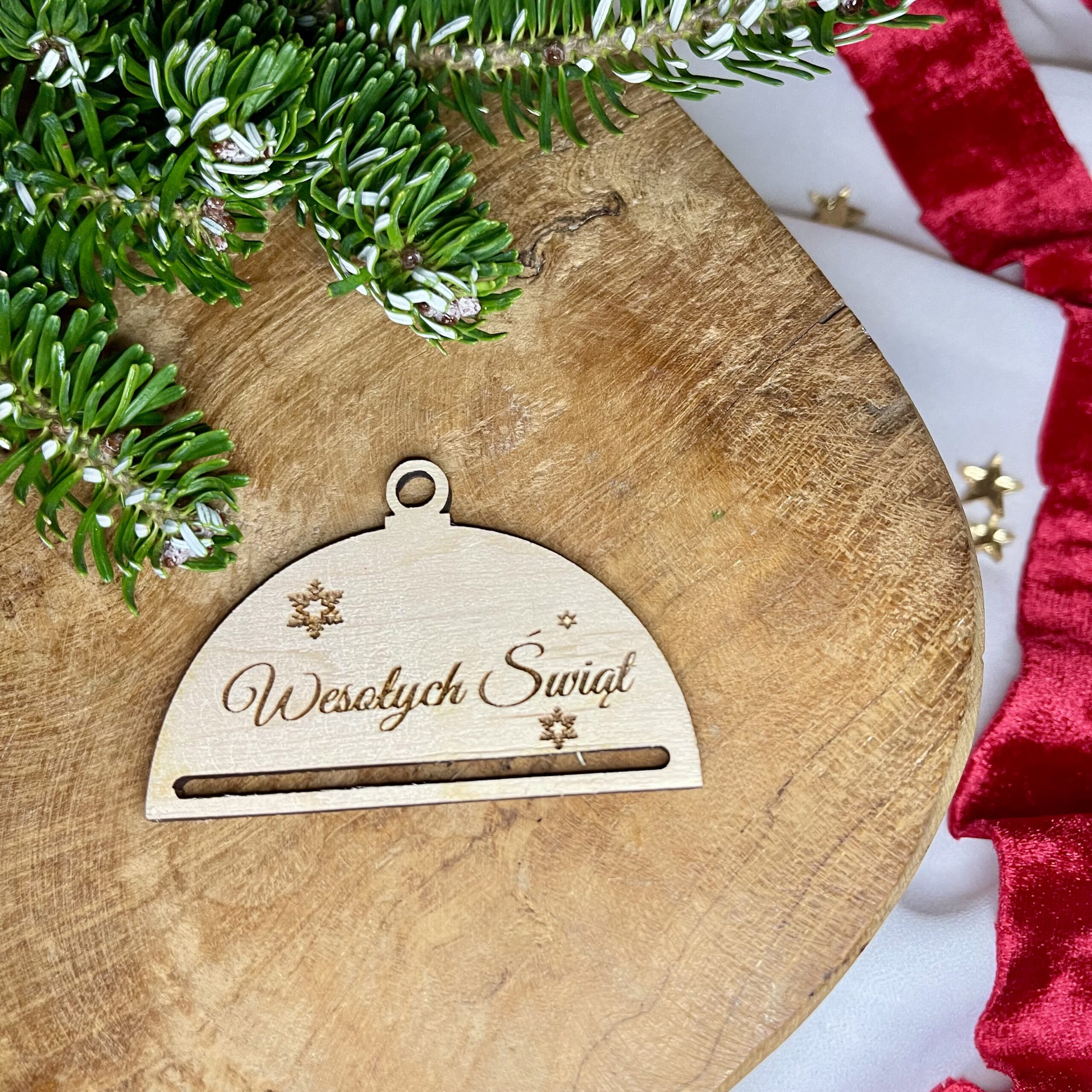 BAZA DO ZAWIESZKI ZE SKLEJKI NA CHOINKĘ - PÓŁBOMBKA