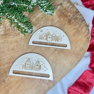 ŚWIĄTECZNA DREWNIANA BAZA DO ZAKŁADKI Z GRAWEREM