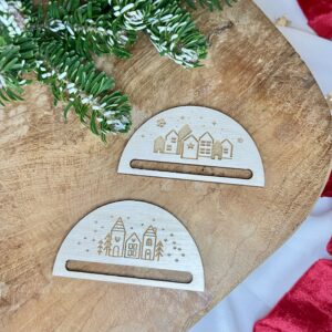 ŚWIĄTECZNA DREWNIANA BAZA DO ZAKŁADKI Z GRAWEREM