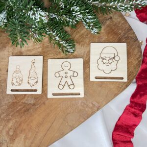 ŚWIĄTECZNA PROSTOKĄTNA DREWNIANA BAZA DO ZAKŁADKI Z GRAWEREM