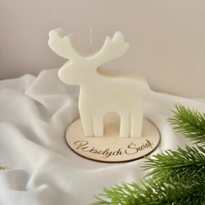 ŚWIECA SOJOWA RENIFER Z GRAWEROWANĄ PODSTAWKĄ