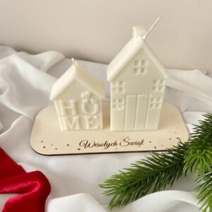 ŚWIECE SOJOWE DOMKI Z ŚWIĄTECZNĄ GRAWEROWANĄ PODSTAWKĄ