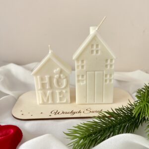 ŚWIECE SOJOWE DOMKI Z ŚWIĄTECZNĄ GRAWEROWANĄ PODSTAWKĄ