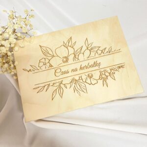 Pudełko Drewniane na herbatę MIÓD Herbaciarka Prezent dla Babci Dziadka