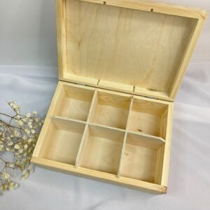 Pudełko Drewniane na herbatę MIÓD Herbaciarka Prezent dla Babci Dziadka