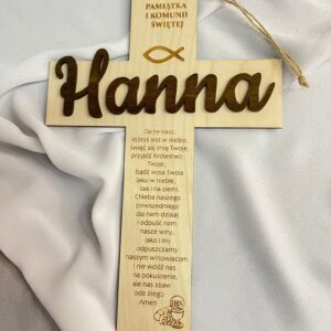Drewniany Krzyż Pamiątka I Komunii Świętej Personalizacja