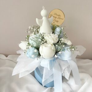 Flower Box Świece sojowe Prezent Komunia Święta Pamiątka dla chłopca