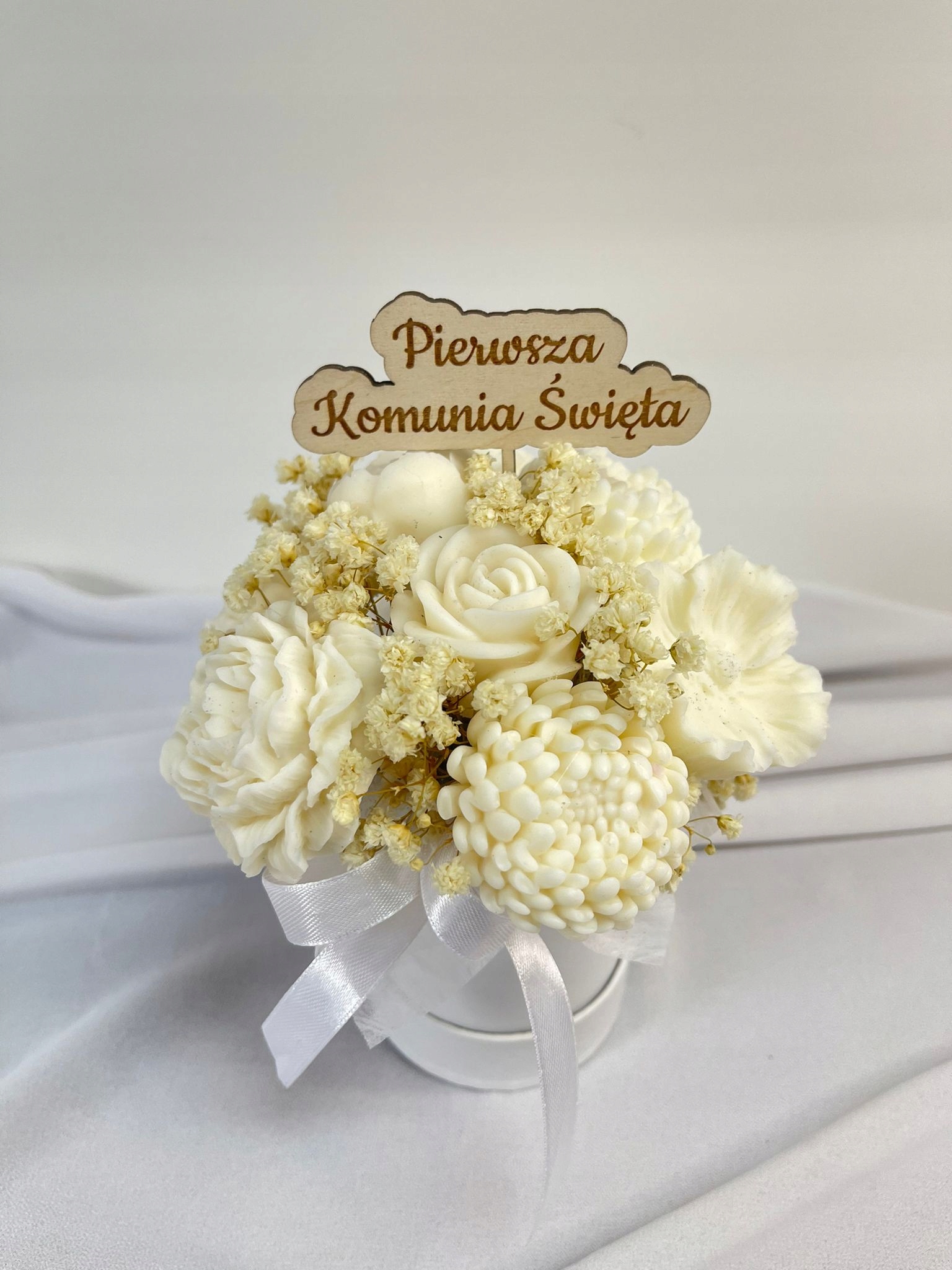 Flower Box Świece Sojowe Wieczny Bukiet Prezent Pierwsza Komunia Święta - obrazek 3
