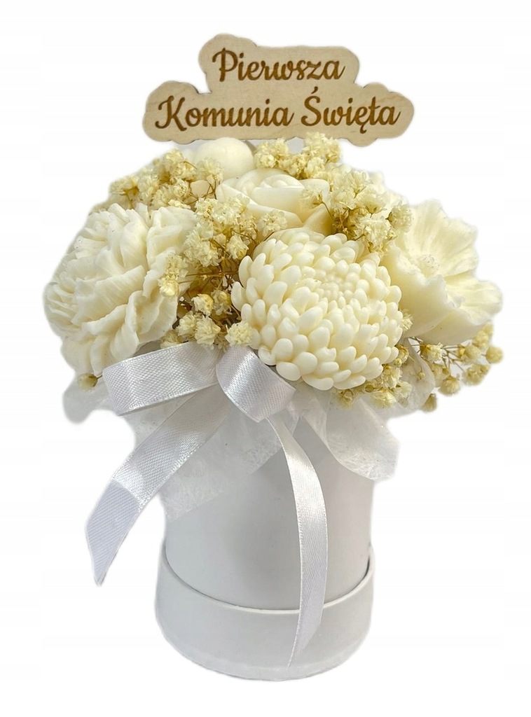 Flower Box Świece Sojowe Wieczny Bukiet Prezent Pierwsza Komunia Święta
