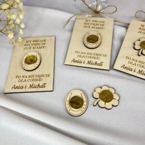 Grosik na szczęście podziękowanie Ślub Personalizacja 9x6cm KONICZYNKA