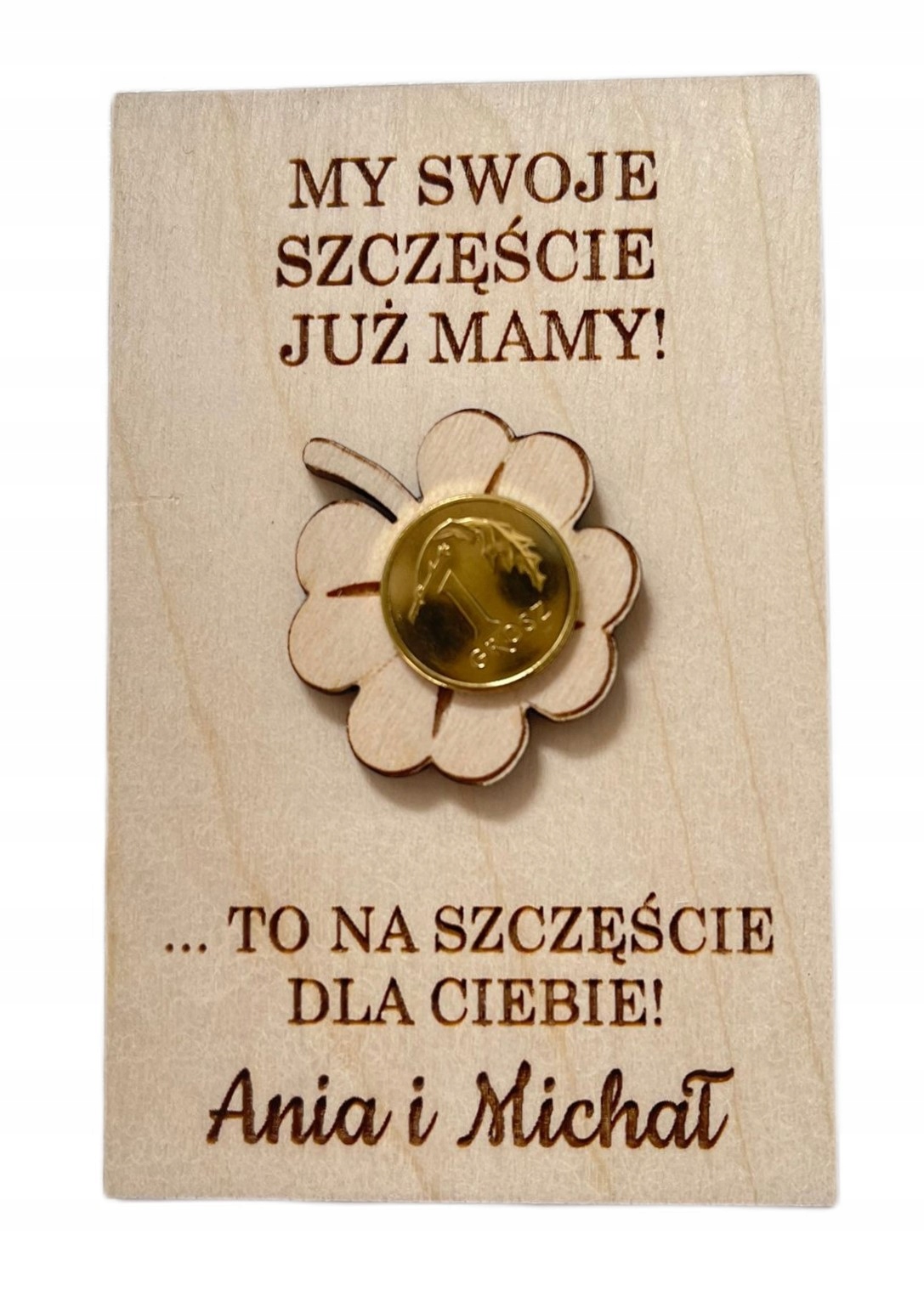 Grosik na szczęście podziękowanie Ślub Personalizacja 9x6cm KONICZYNKA