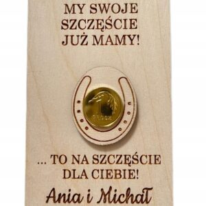Grosik na szczęście podziękowanie Ślub Personalizacja 9x6cm PODKOWA