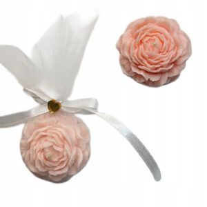 Kwiat w woreczku piwonia podziękowanie dla gości Chrzest, Komunia, Ślub