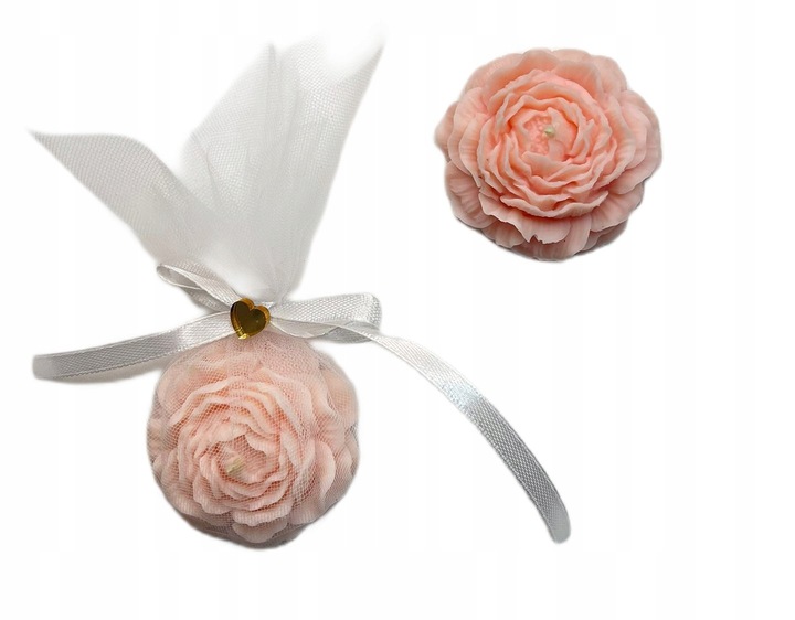 Kwiat w woreczku piwonia podziękowanie dla gości Chrzest, Komunia, Ślub