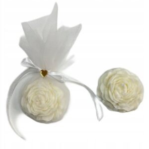 Kwiat w woreczku piwonia podziękowanie dla gości Chrzest, Komunia, Ślub