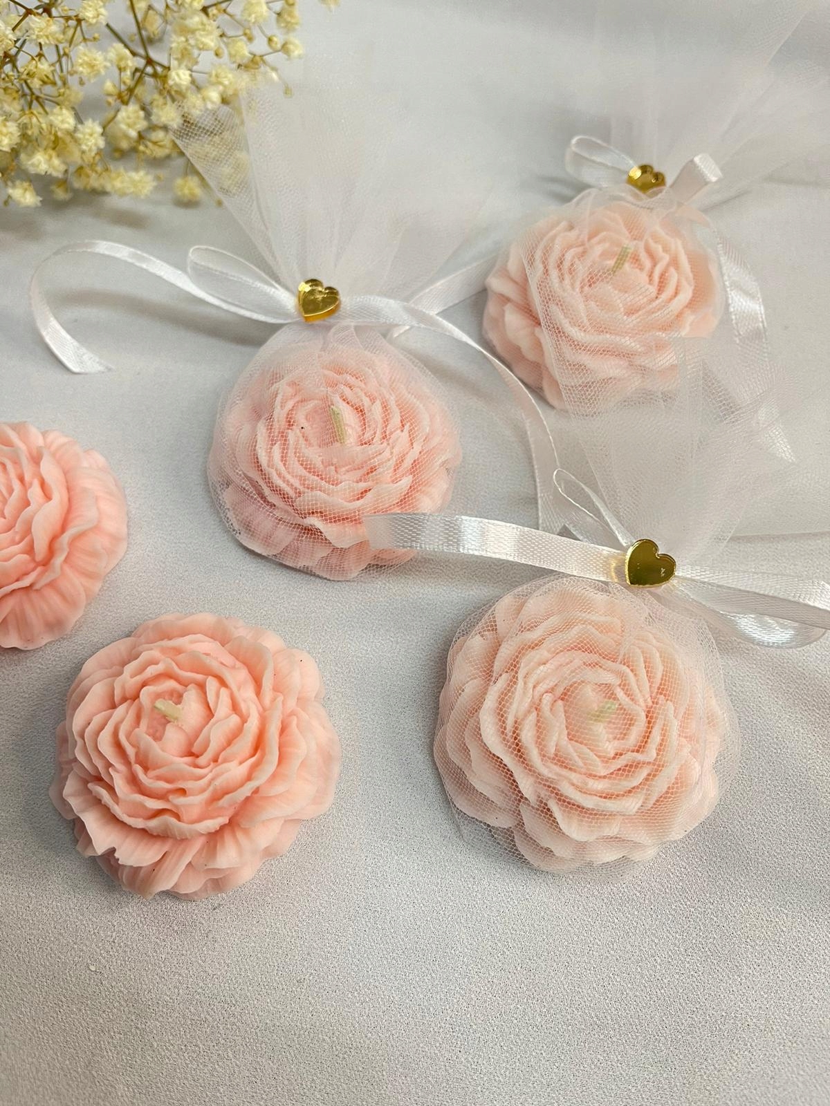 Kwiat w woreczku piwonia podziękowanie dla gości Chrzest, Komunia, Ślub - obrazek 3