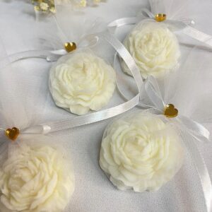 Kwiat w woreczku piwonia podziękowanie dla gości Chrzest, Komunia, Ślub