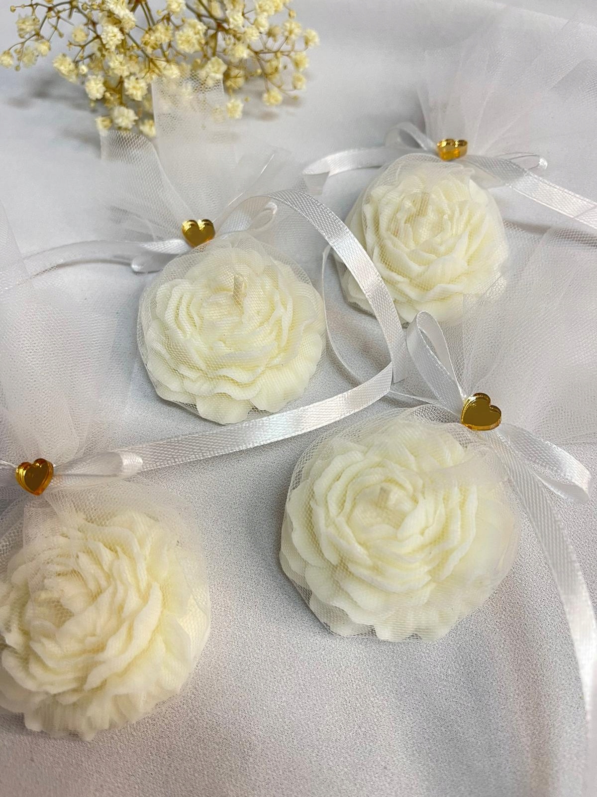 Kwiat w woreczku piwonia podziękowanie dla gości Chrzest, Komunia, Ślub