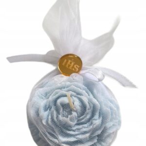 Kwiat w woreczku piwonia podziękowanie dla gości Pierwsza Komunia Święta