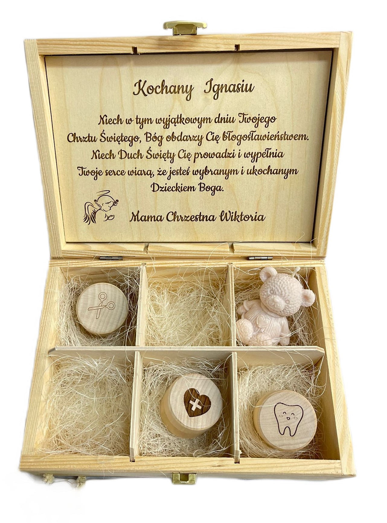 PAMIĄTKA CHRZTU ŚWIĘTEGO SKRZYNKA PREZENT NA CHRZEST ŚWIĘTY Personalizacja