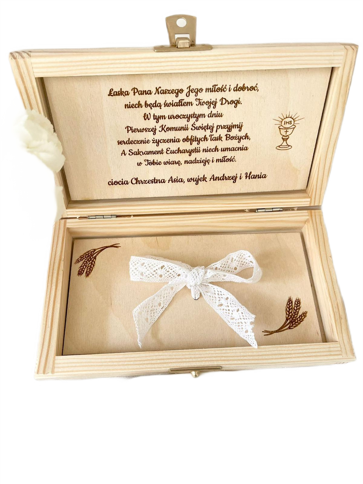 Pamiątka Pierwsze Komunii Świętej skrzynka na pieniądze Personalizacja - obrazek 3