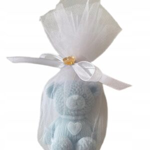 Świeca Sojowa Miś Podziękowanie Chrzest Komunia Babyshower niebieski