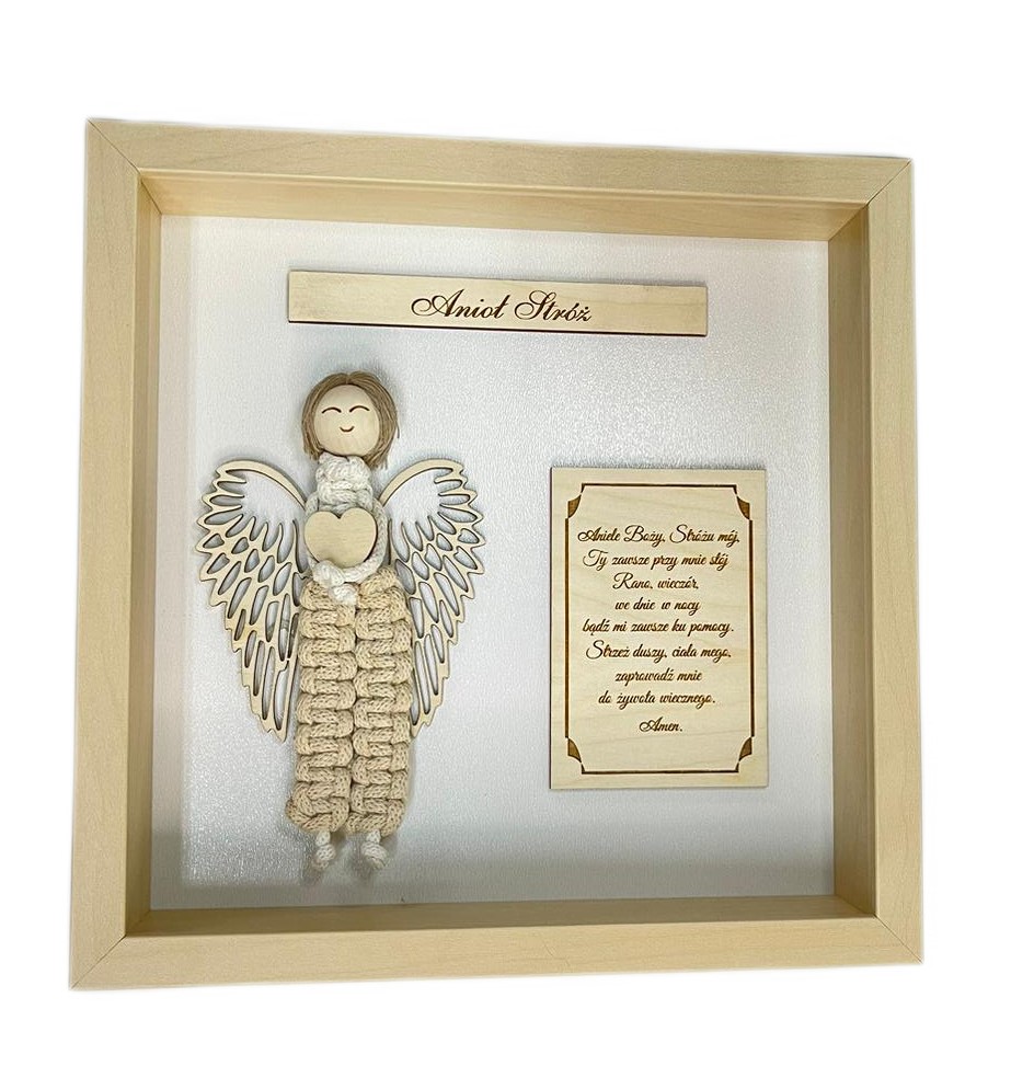 Anioł Stróż w Ramce – Personalizowana Pamiątka z Modlitwą