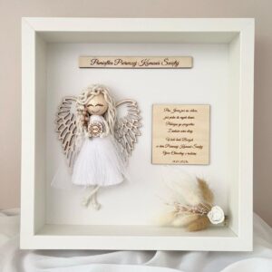Aniołek w ramce Pamiątka Pierwszej Komunii Świętej