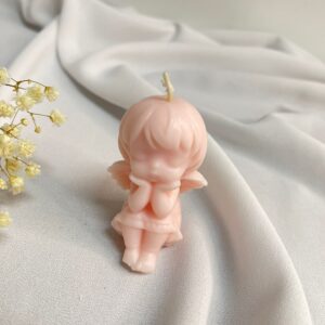 Świeca Sojowa Aniołek Podziękowanie Chrzest Komunia Baby shower róż