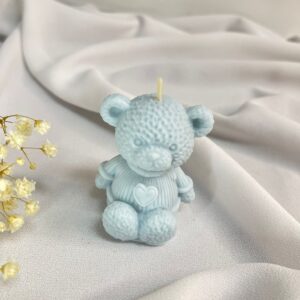 Świeca Sojowa Miś Podziękowanie Chrzest Komunia Babyshower niebieski