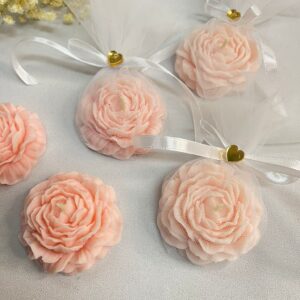 Kwiat w woreczku piwonia podziękowanie dla gości Chrzest, Komunia, Ślub