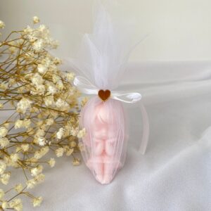 Świeca Sojowa Aniołek Podziękowanie Chrzest Komunia Baby shower róż