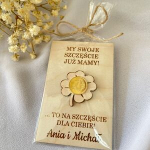 Grosik na szczęście podziękowanie Ślub Personalizacja 9x6cm KONICZYNKA